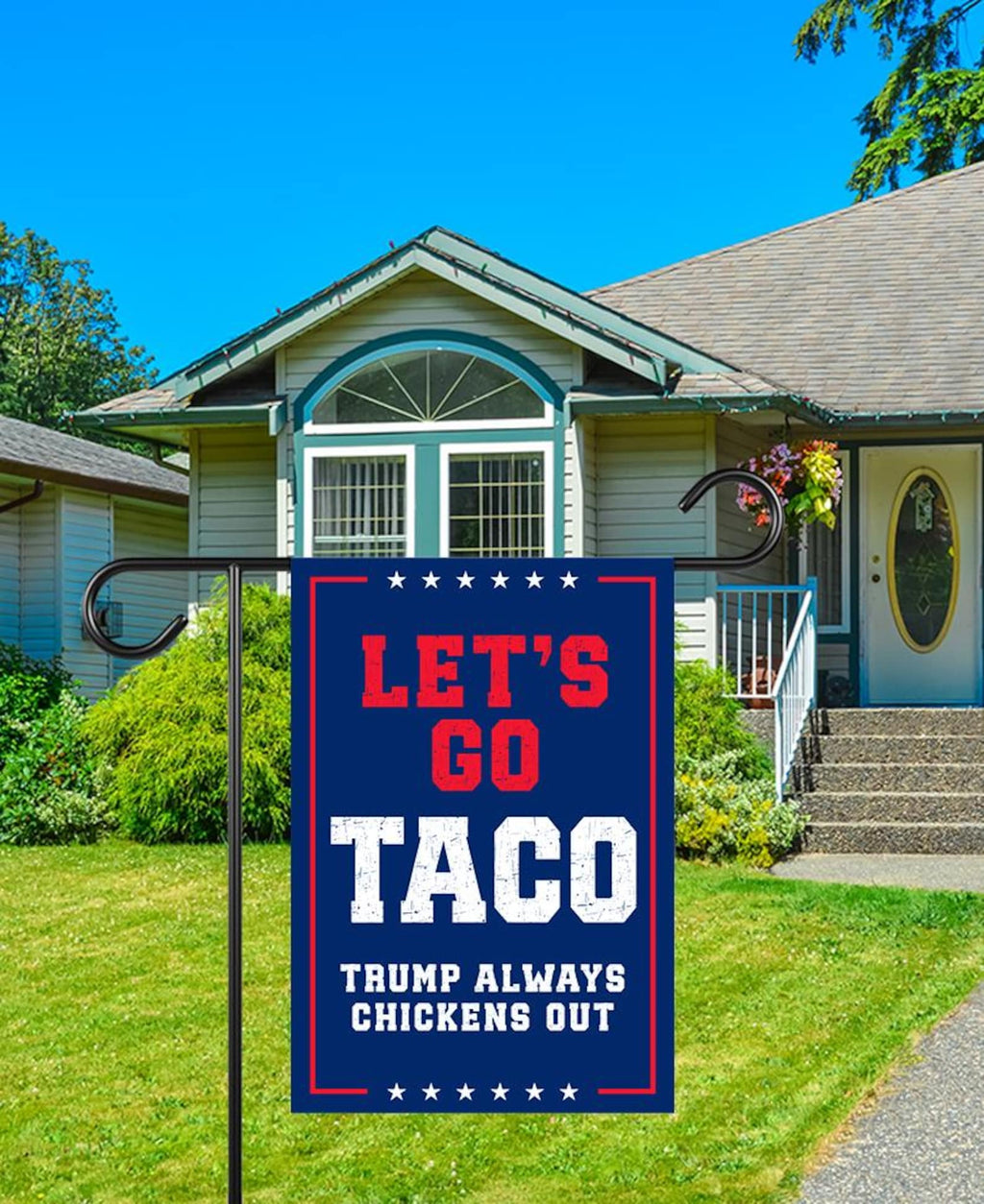 Let's Go Taco Trump Always Chickens Out Protest Garden Flag, Double Sided, Resist Hate, Anti-Trump, Resist Racism Flag, Resist Fascism Flag