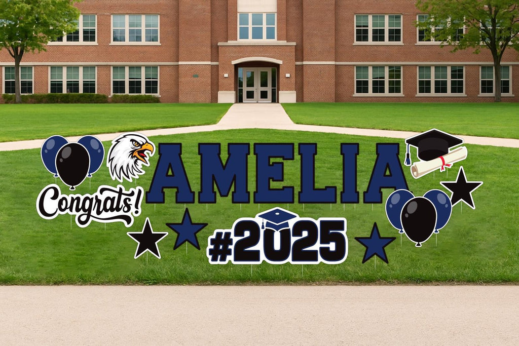 Personalized Graduation Yard Sign Letters 17", Custom Graduation Yard Cutouts Congratulations Grad 2025 Yard Décor With Metal Stakes