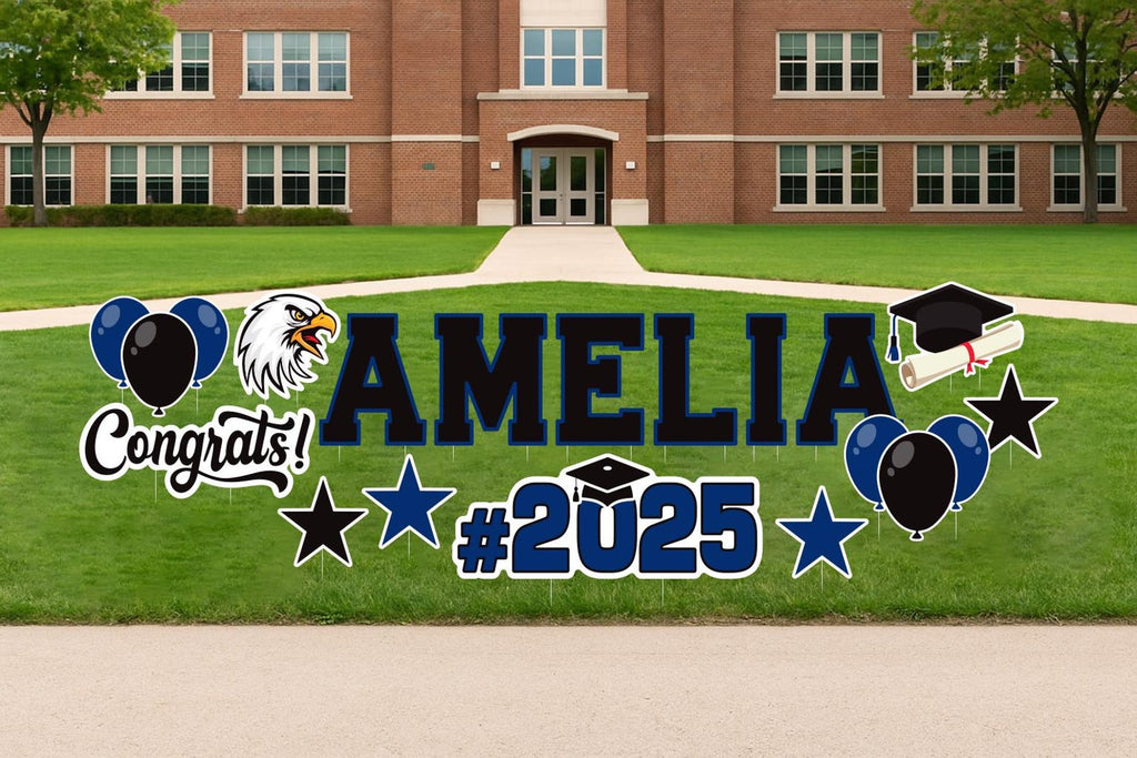 Personalized Graduation Yard Sign Letters 17", Custom Graduation Yard Cutouts Congratulations Grad 2025 Yard Décor With Metal Stakes
