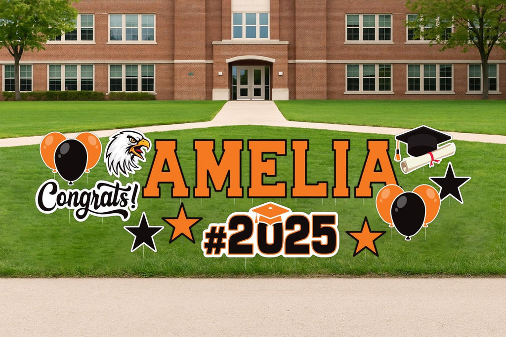 Personalized Graduation Yard Sign Letters 17", Custom Graduation Yard Cutouts Congratulations Grad 2025 Yard Décor With Metal Stakes