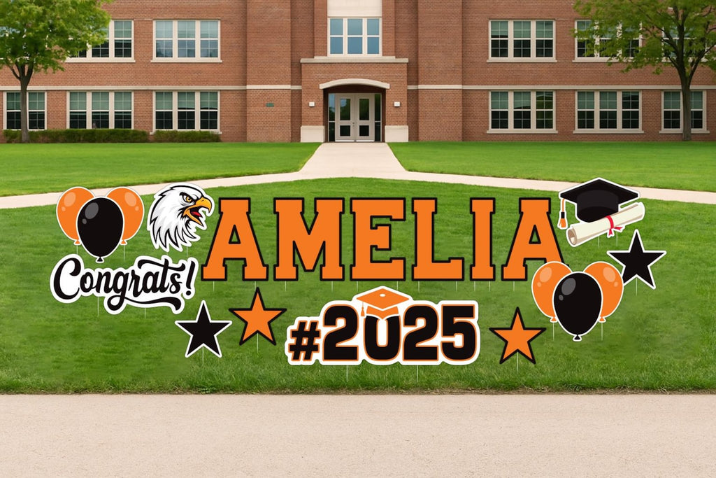 Personalized Graduation Yard Sign Letters 17", Custom Graduation Yard Cutouts Congratulations Grad 2025 Yard Décor With Metal Stakes