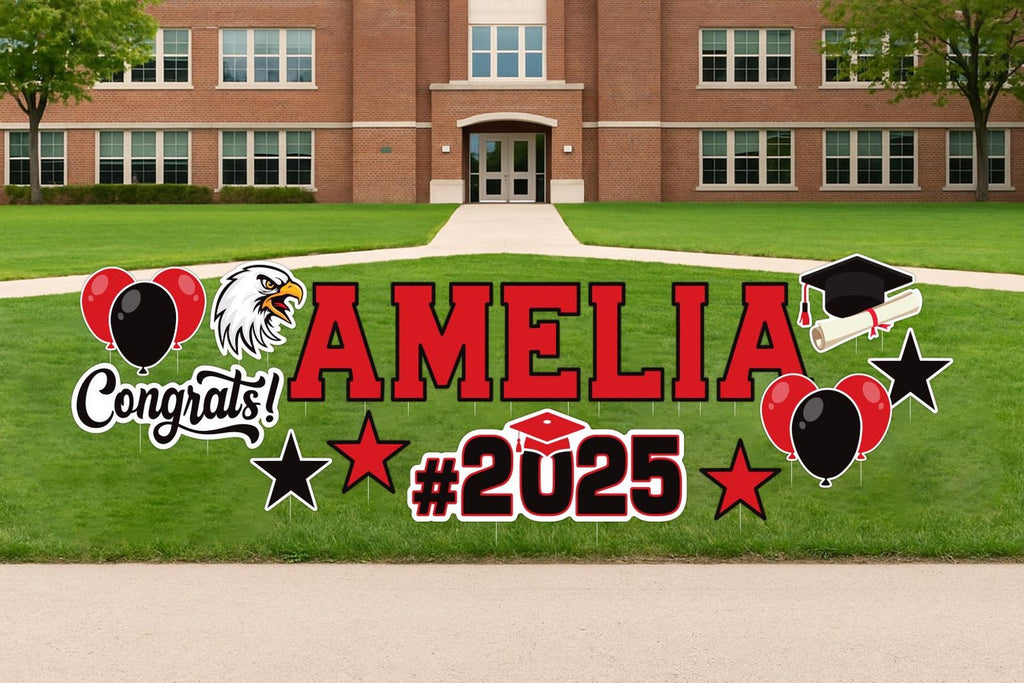 Personalized Graduation Yard Sign Letters 17", Custom Graduation Yard Cutouts Congratulations Grad 2025 Yard Décor With Metal Stakes