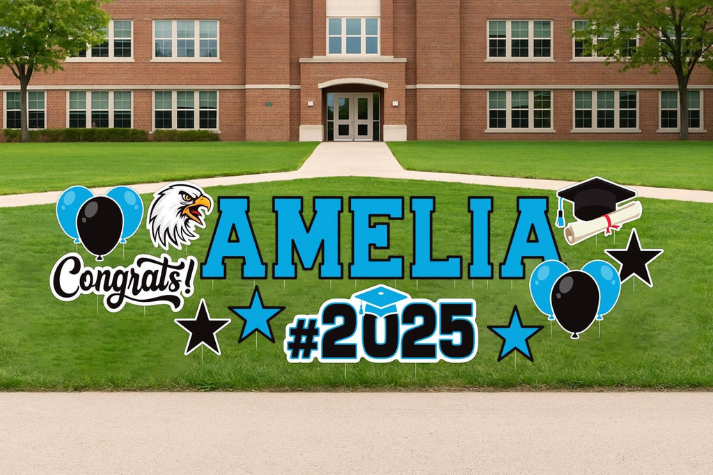 Personalized Graduation Yard Sign Letters 17", Custom Graduation Yard Cutouts Congratulations Grad 2025 Yard Décor With Metal Stakes