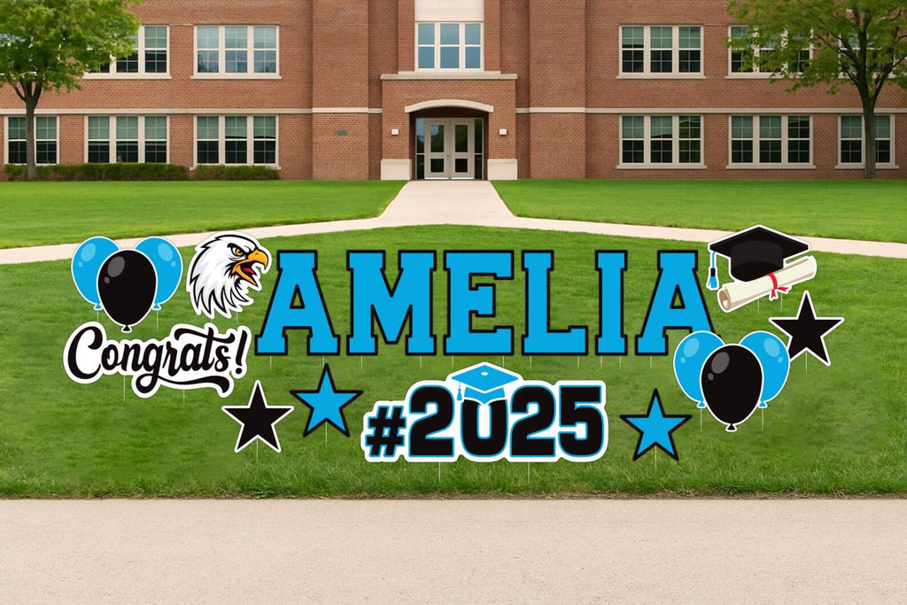 Personalized Graduation Yard Sign Letters 17", Custom Graduation Yard Cutouts Congratulations Grad 2025 Yard Décor With Metal Stakes