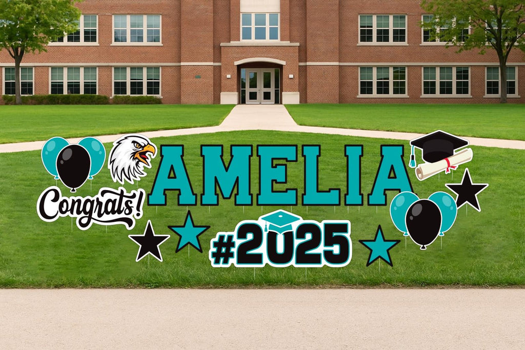 Personalized Graduation Yard Sign Letters 17", Custom Graduation Yard Cutouts Congratulations Grad 2025 Yard Décor With Metal Stakes