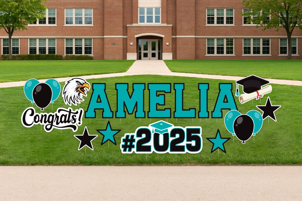 Personalized Graduation Yard Sign Letters 17", Custom Graduation Yard Cutouts Congratulations Grad 2025 Yard Décor With Metal Stakes