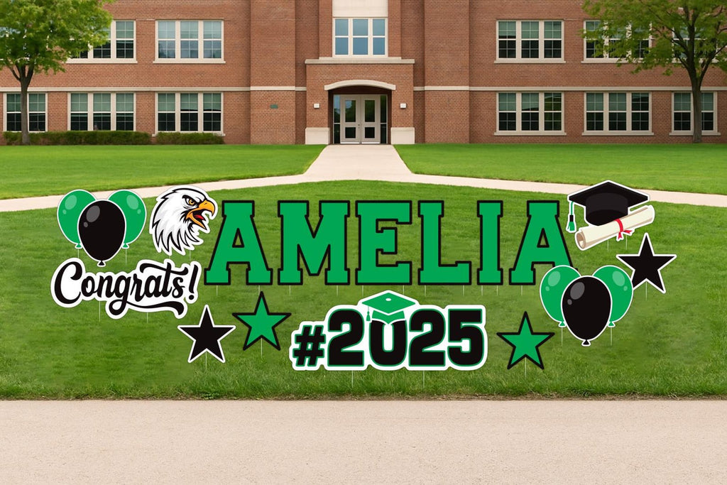 Personalized Graduation Yard Sign Letters 17", Custom Graduation Yard Cutouts Congratulations Grad 2025 Yard Décor With Metal Stakes