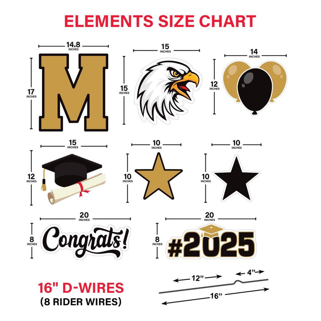 Personalized Graduation Yard Sign Letters 17", Custom Graduation Yard Cutouts Congratulations Grad 2025 Yard Décor With Metal Stakes