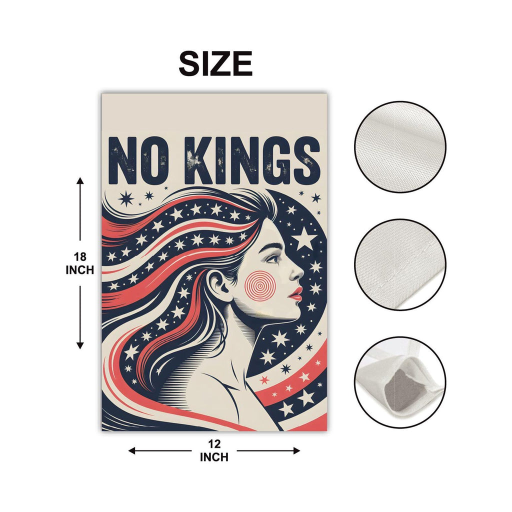 No Kings In America Garden Flag, 12x18 Inch Double Sided, Resist Hate Flag