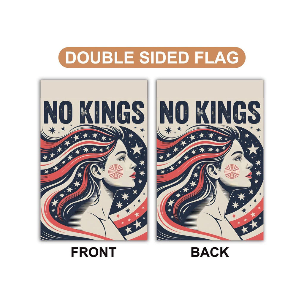 No Kings In America Garden Flag, 12x18 Inch Double Sided, Resist Hate Flag