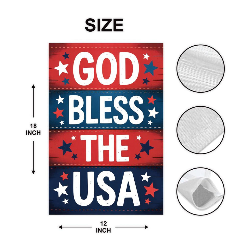 God Bless The USA Garden Flag, Patriotic Yard Flag, 4th of July Garden Decor, Red White Blue Outdoor Decoration, American Holiday Flag