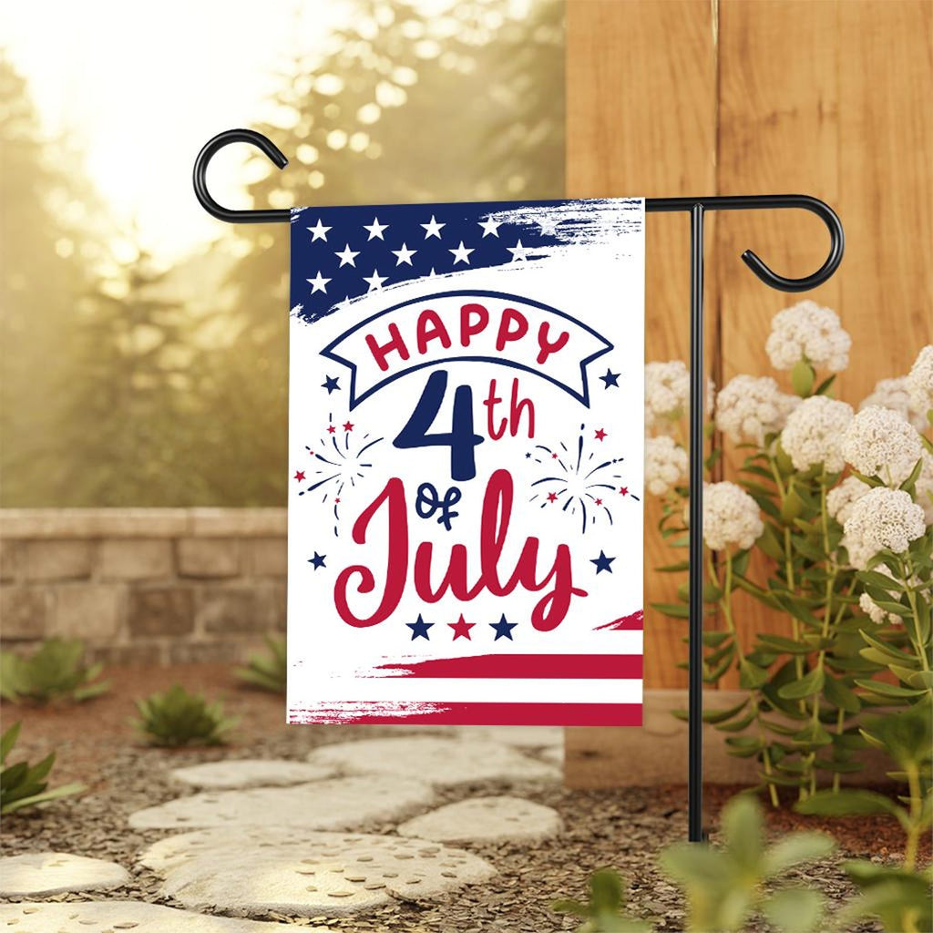 Happy 4th of July Garden Flag, Patriotic Yard Flag, American Flag Outdoor Decor, Independence Day Lawn Decoration, Red White Blue Flag
