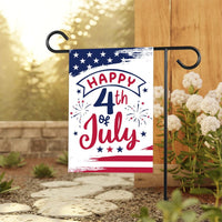 Happy 4th of July Garden Flag, Patriotic Yard Flag, American Flag Outdoor Decor, Independence Day Lawn Decoration, Red White Blue Flag