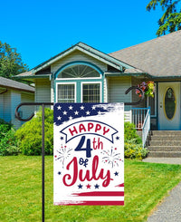 Happy 4th of July Garden Flag, Patriotic Yard Flag, American Flag Outdoor Decor, Independence Day Lawn Decoration, Red White Blue Flag