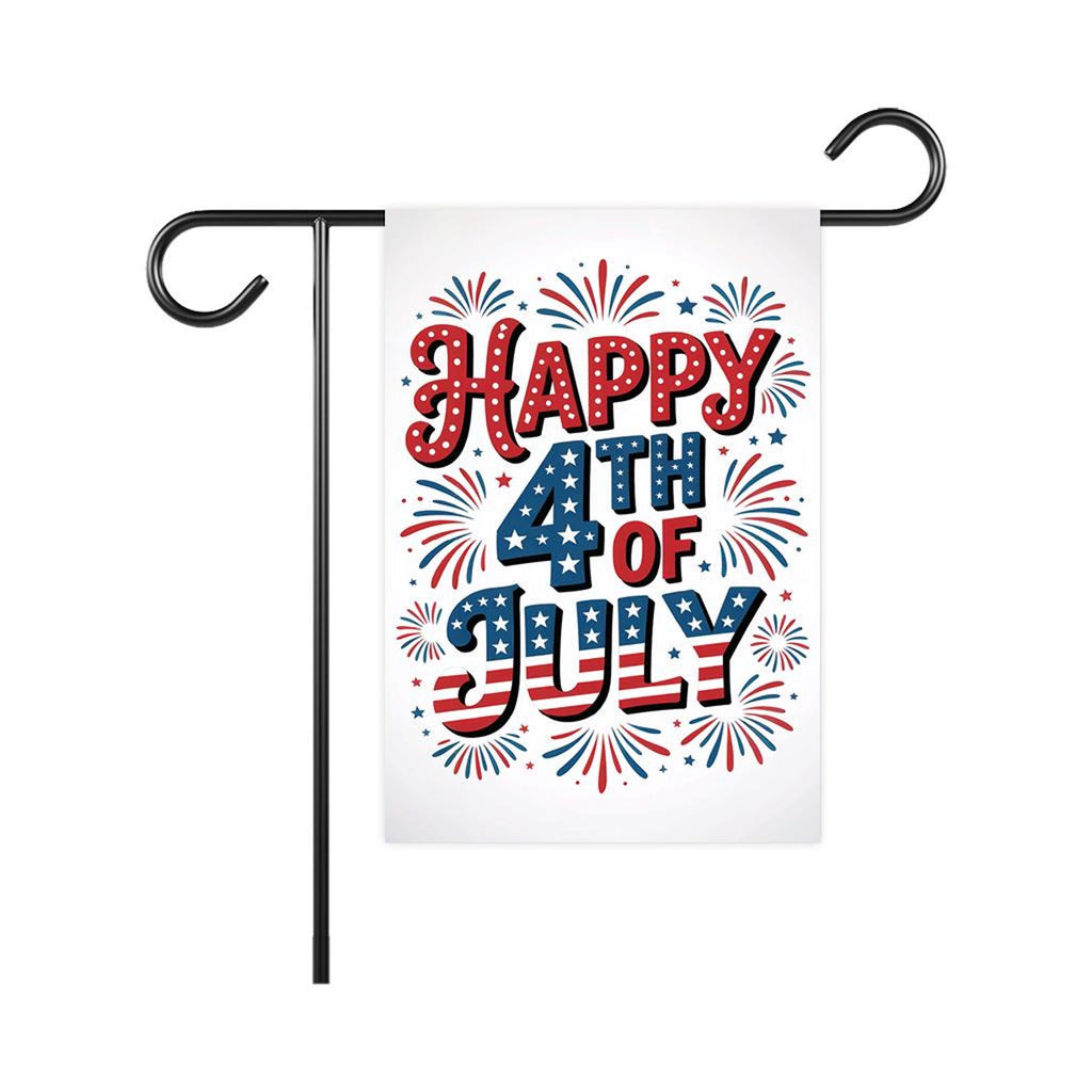 Happy 4th of July Garden Flag, Patriotic Yard Flag, American Flag Outdoor Decor, Independence Day Lawn Decoration, Red White Blue Flag