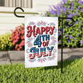 Happy 4th of July Garden Flag, Patriotic Yard Flag, American Flag Outdoor Decor, Independence Day Lawn Decoration, Red White Blue Flag
