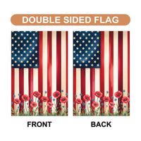 American Flag Flower Garden Flag, Poppy and Myosotis Yard Flag, Patriotic Memorial Day Outdoor Decor, 4th of July Summer Lawn Decoration
