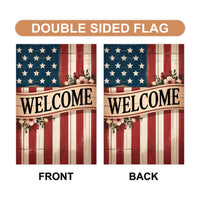 Welcome Garden Flag, Rustic American Flag Yard Flag, Patriotic Outdoor Decor, 4th of July Summer Lawn Decoration, Country USA Welcome Sign