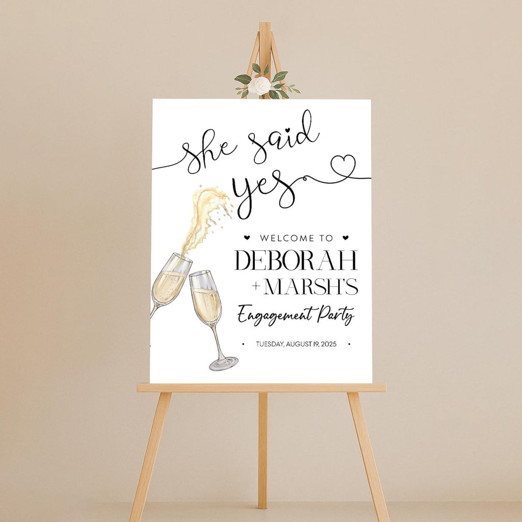 Personalized Boho Engagement Welcome Sign, Champagne Brunch & Bubbly Party Decor, Rustic Engagement Foamcore PVC Acrylic Polystyrene Poster