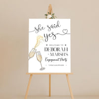 Personalized Boho Engagement Welcome Sign, Champagne Brunch & Bubbly Party Decor, Rustic Engagement Foamcore PVC Acrylic Polystyrene Poster