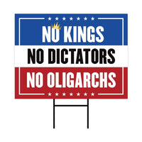No Kings No Dictators Yard Sign, Resist Hate Lawn Sign, Anti-Trump Sign