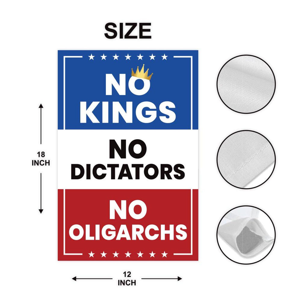 No Kings No Dictators Garden Flag, 12x18 Inch Double Sided, Resist Hate, Anti-Trump Flag