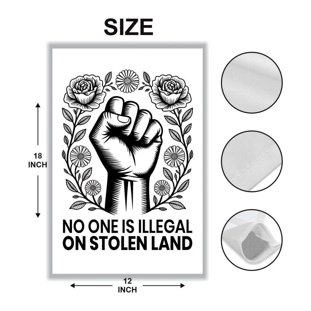 No One Is Illegal Garden Flag, 12x18 Inch Double Sided, Resist Hate Flag, Anti-Trump Flag