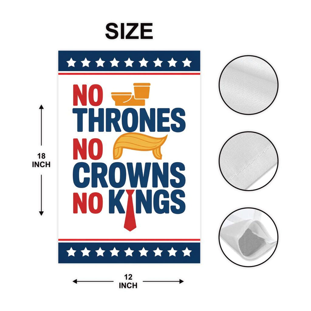 No Thrones, No Crowns, No Kings Garden Flag, Double Sided, Resist Hate Flag, Anti-Trump Flag, Resist Racism Flag, Resist Fascism Flag
