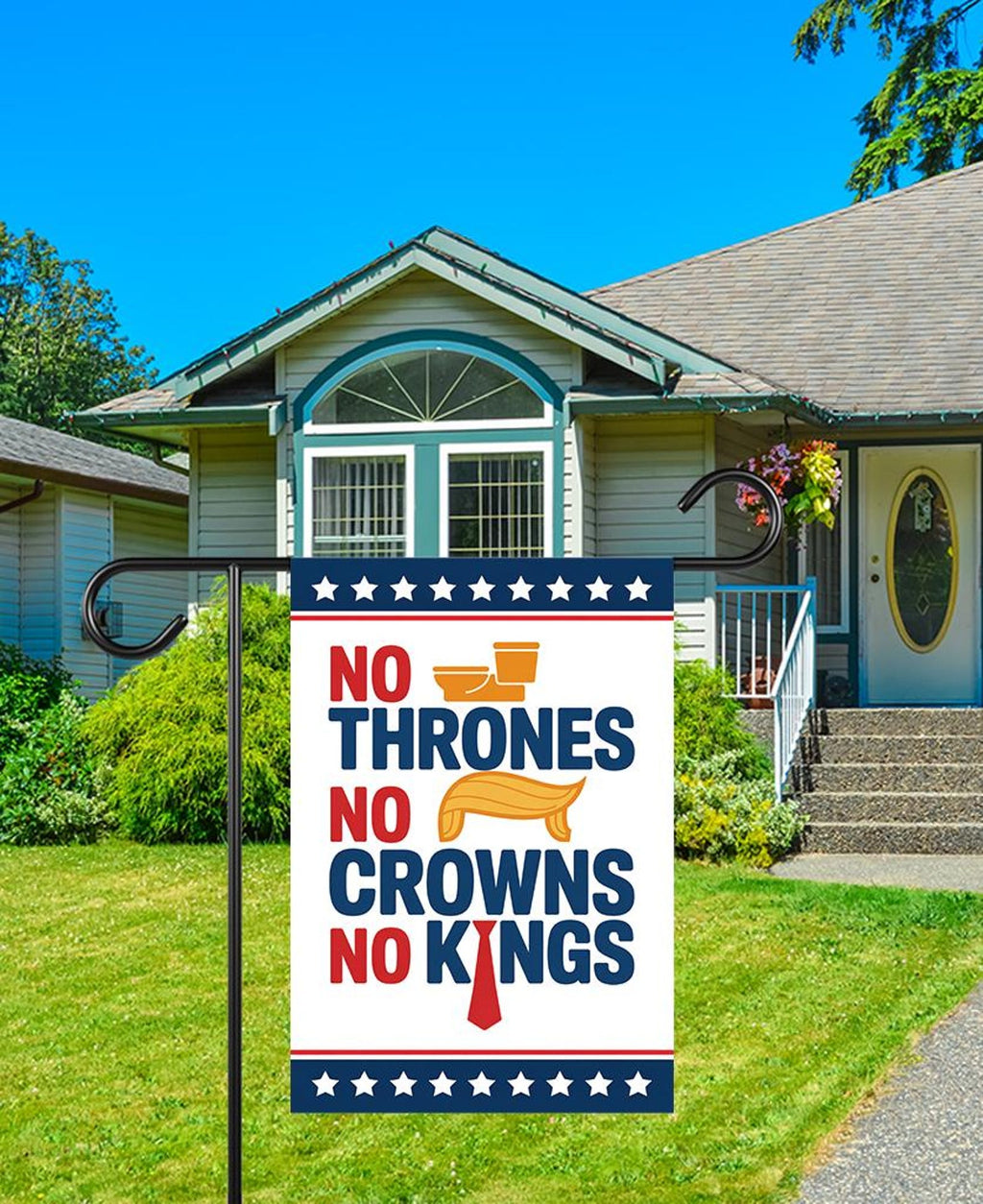No Thrones, No Crowns, No Kings Garden Flag, Double Sided, Resist Hate Flag, Anti-Trump Flag, Resist Racism Flag, Resist Fascism Flag