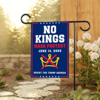 No Kings Mass Protest Garden Flag, 12x18 Inch Double Sided, Resist Hate Flag, Anti-Trump Flag, Resist Racism Flag, Resist Fascism Flag