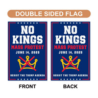 No Kings Mass Protest Garden Flag, 12x18 Inch Double Sided, Resist Hate Flag, Anti-Trump Flag, Resist Racism Flag, Resist Fascism Flag