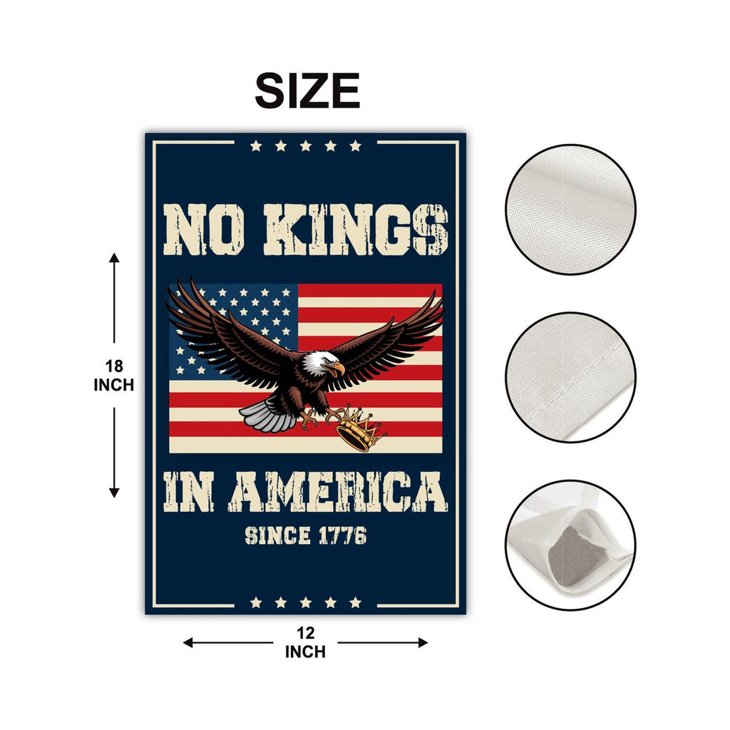 No Kings In America Garden Flag, 12x18 Inch Double Sided, Resist Hate Flag