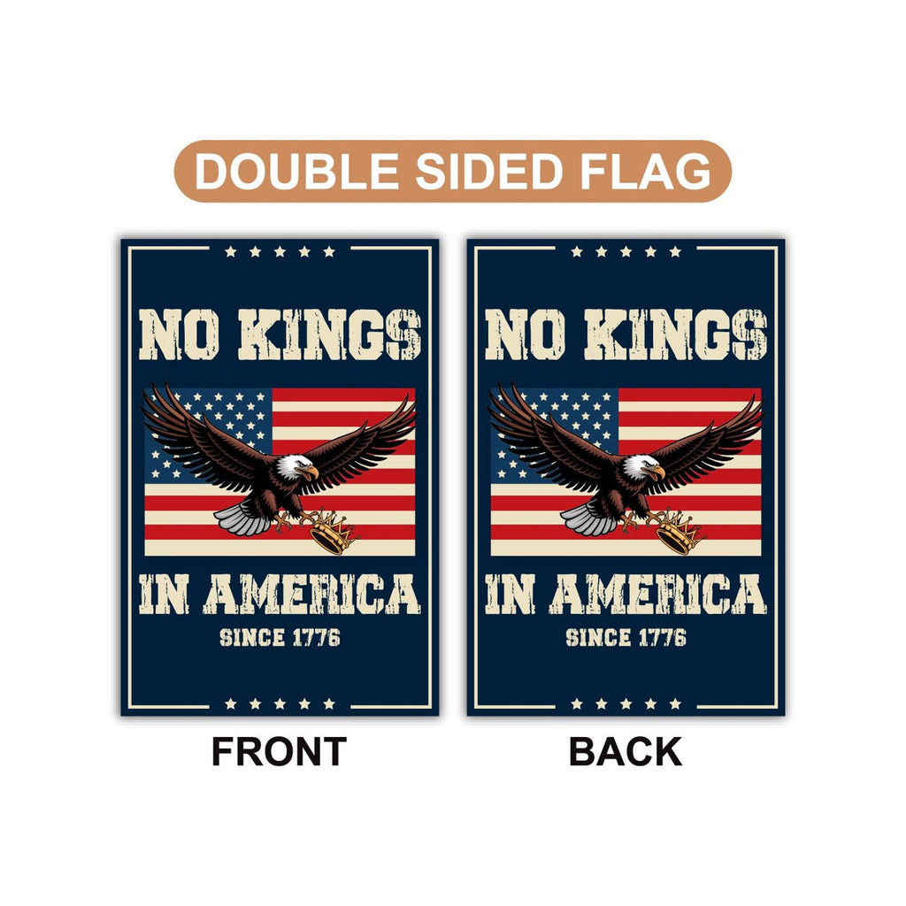 No Kings In America Garden Flag, 12x18 Inch Double Sided, Resist Hate Flag