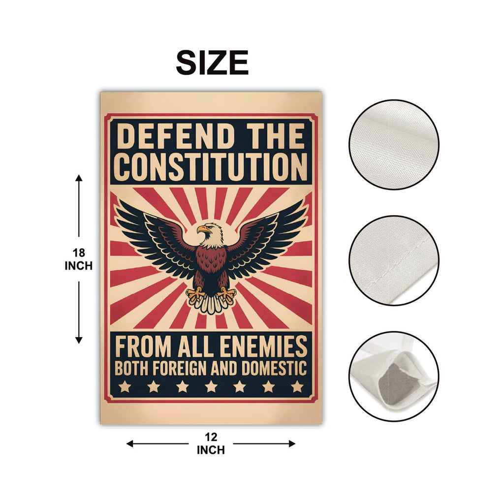 Defend the Constitution Garden Flag, 12x18 Inch Double Sided, Resist Hate Flag