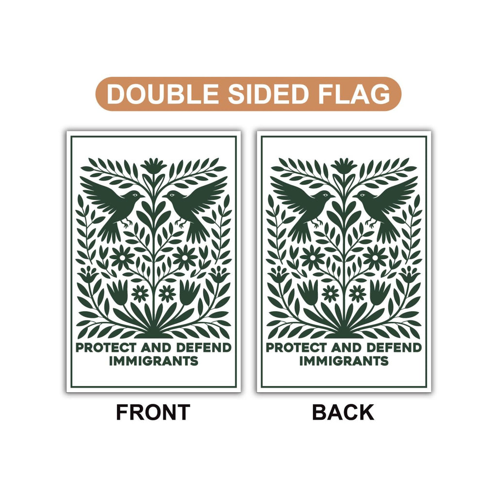 Protect and Defend Immigrants Protest Garden Flag, Double Sided, Resist Hate Flag, Anti-Trump Flag, Resist Racism Flag, Resist Fascism Flag