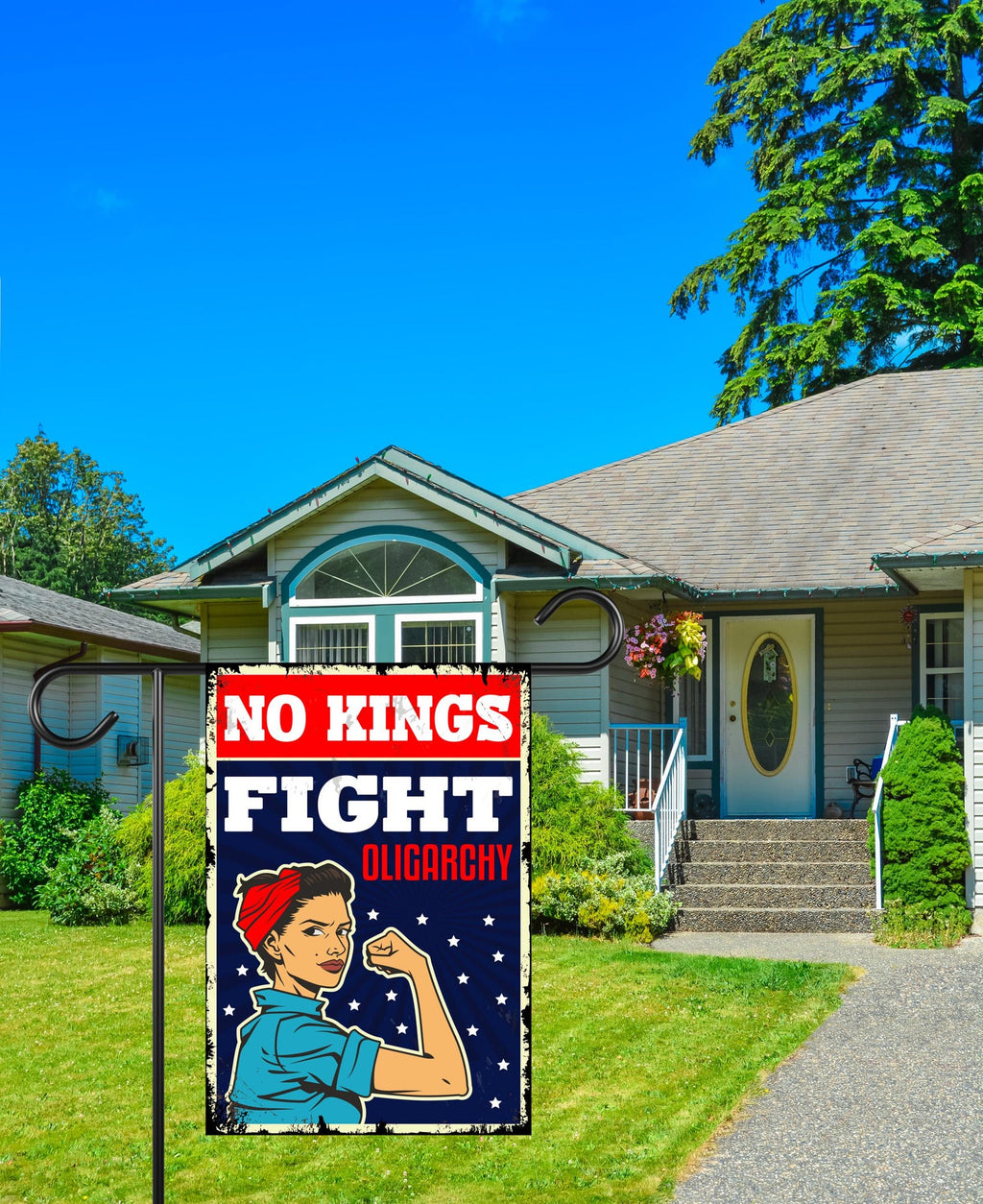 No Kings In America Garden Flag, 12x18 Inch Double Sided, Resist Hate Flag