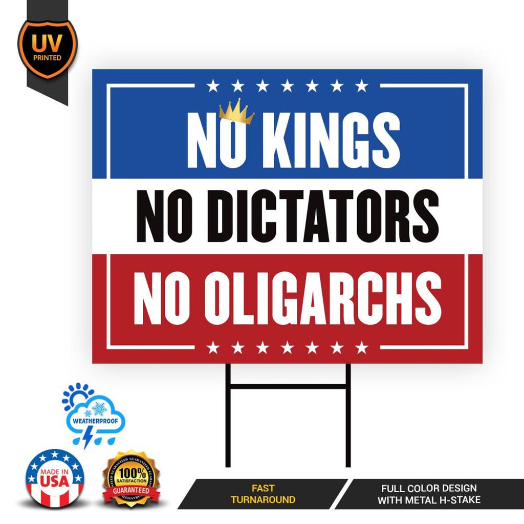 No Kings No Dictators Yard Sign, Resist Hate Lawn Sign, Anti-Trump Sign