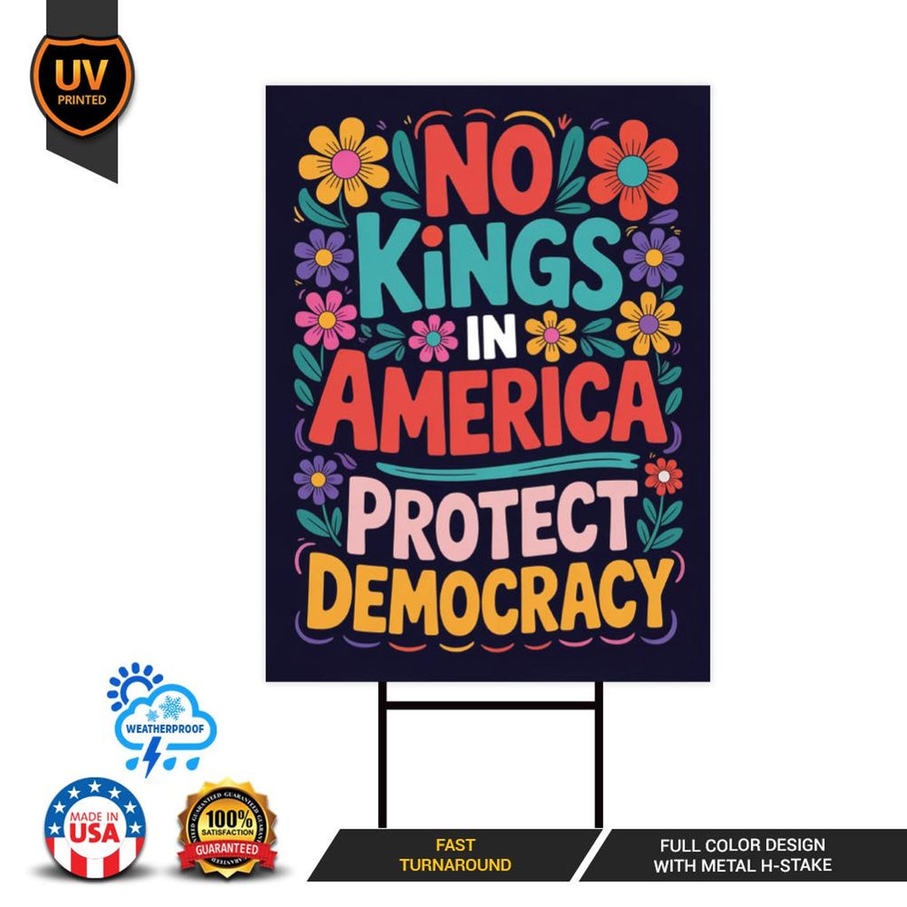 No Kings No Dictators Yard Sign, Resist Hate Lawn Sign, Anti-Trump Sign