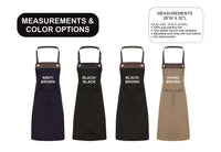 Custom Logo Embroidered Apron, Personalized Business Cooking Apron, Leather Trim Work Uniform, Custom Business Apron, Branded Kitchen Gift