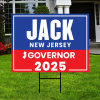 Jack Ciattarelli For New Jersey Governor 2025 Yard Sign, Corrugated Plastic Governor Elections Race Red White & Blue Sign with Metal H-Stake