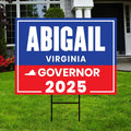 Abigail Spanberger For Virginia Governor 2025 Yard Sign, Corrugated Plastic Governor Elections Race Red White & Blue Sign with Metal H-Stake