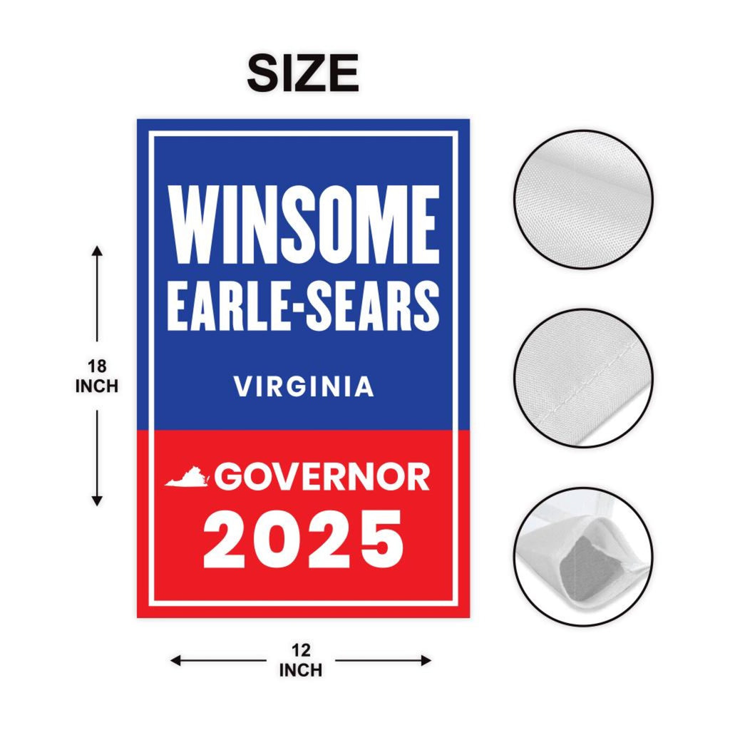 Winsome Earle-Sears For Virginia Governor 2025 Garden Flag, Double Sided, 2025 Governor Flag, Elections Sign, Race Red White & Blue Flag