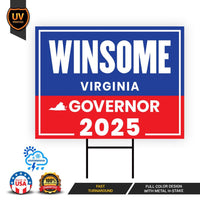 Winsome Earle-Sears For Virginia Governor 2025 Yard Sign, Corrugated Plastic Governor Election Race Red White & Blue Sign with Metal H-Stake