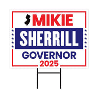 Mikie Sherrill For New Jersey Governor 2025 Yard Sign, Corrugated Plastic Governor Elections Race Red White & Blue Sign with Metal H-Stake