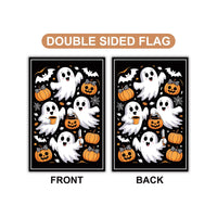 Cute Ghost Pumpkin Latte Garden Flag, Retro Ghost Halloween Yard Flag, Fall Coffee Outdoor Decor, Spooky Autumn Gift, Welcome Garden Flag