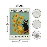 Funny Van Gogh Black Cat Garden Flag, Meme Cat Yard Flag, Kitty Lover Art Garden Decor, Artist Cat Outdoor Flag, Cute Funny Cat Welcome Flag