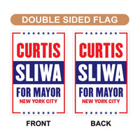Curtis Sliwa For New York City Mayor Election 2025 Garden Flag, Double Sided, NYC’s Mayor, Race Red White & Blue Flag