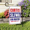 Curtis Sliwa For New York City Mayor Election 2025 Garden Flag, Double Sided, NYC’s Mayor, Race Red White & Blue Flag