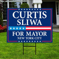Curtis Sliwa For New York City Mayor 2025 Election Yard Sign, Corrugated Plastic Election Race Red White & Blue Sign with Metal H-Stake