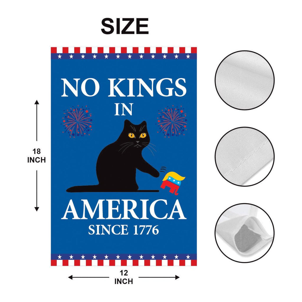 No Kings in America Black Cat Protest Garden Flag, Double Sided, Resist Hate Flag, Anti-Trump Flag, Resist Racism Flag, Resist Fascism Flag